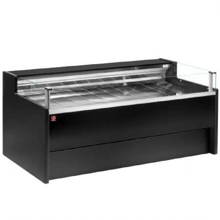 Vitrine de comptoir rfrigr  vitre Self-service, ventil, avec rserve - NOIR 1500x1085x915 mm