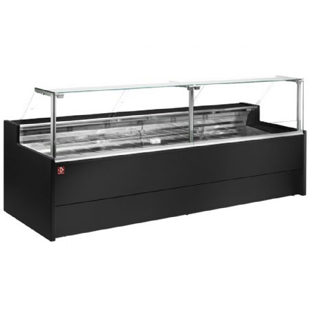 Vitrine de comptoir rfrigr  vitre droite 90 sur pistons, ventil, avec rserve - NOIR 1500x1085x1280 mm