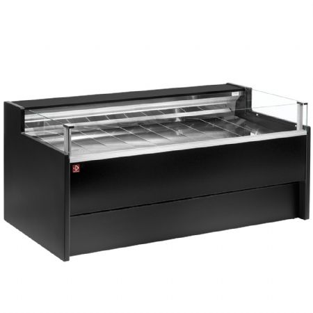 Vitrine de comptoir rfrigr  vitre Self-service, ventil, avec rserve - NOIR 2500x1085x915 mm