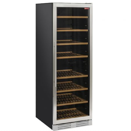 Vitrine cave  vins porte en acier inox 470 Lt - 2 temprature - noire