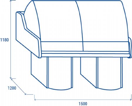 Vitrine libre service en inox vitre courb 305 L - 1500x1200x1180 mm