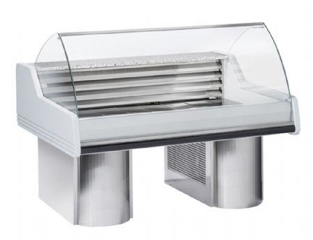 Vitrine libre service en inox vitre courb 305 L - 1500x1200x1180 mm