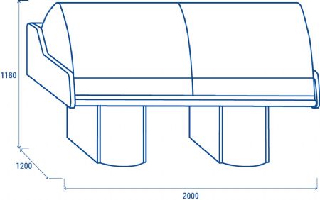 Vitrine poissonnerie en inox vitre courb 412 L - 2000x1200x1180 mm