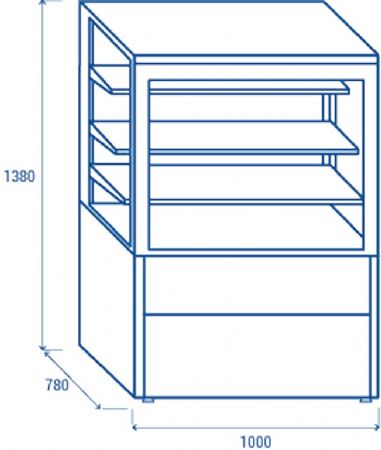 Vitrine rfrigre noire statique positive -1/+7 280 L - 1000x780x1380 mm