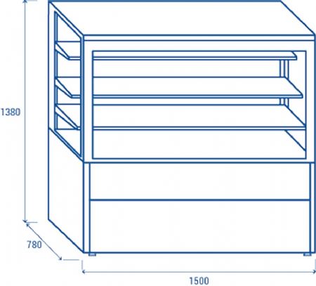 Vitrine rfrigre noire statique positive -1/+7 438L - 1500x780x1380 mm