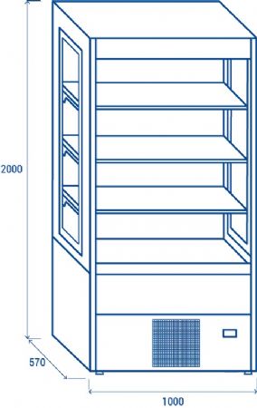 Armoire murale noire rfrigre 350 L positive -1/+7 - 1000x570x2000 mm