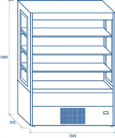 Armoire murale noire rfrigre 541 L positive -1/+7 - 1500x570x2000 mm