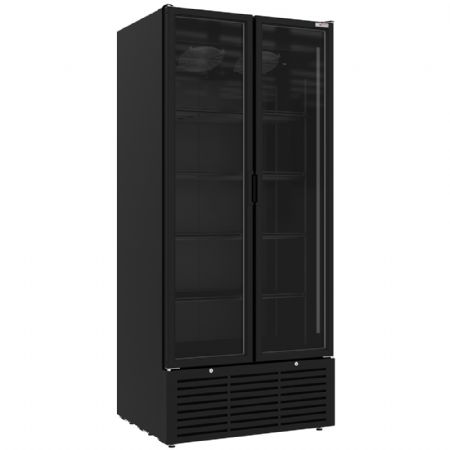 Vitrine positive 804 litres 2 portes battantes noire