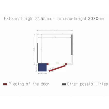 Chambre ISO 60mm avec groupe dimensions interieures 1630 x 1430 x h2030 mm - volume 4,73 m