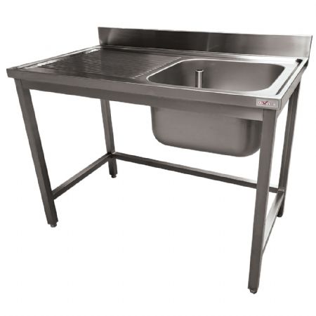 Plonge inox ECO 1 cuve gouttoir gauche sans tablette infrieure - 1200 x 700 x 900mm