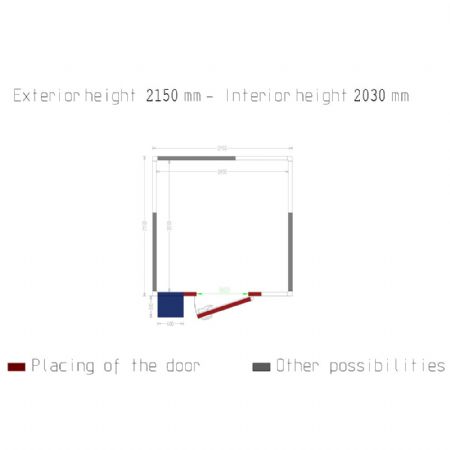 Chambre ISO 60mm avec groupe dimensions interieures 2030 x 2030 x h2030mm - volume 8,37m