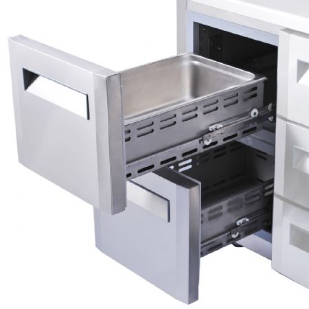 Kit bloc 2 tiroirs (1/2 + 1/2) en inox - 430x602x620 mm