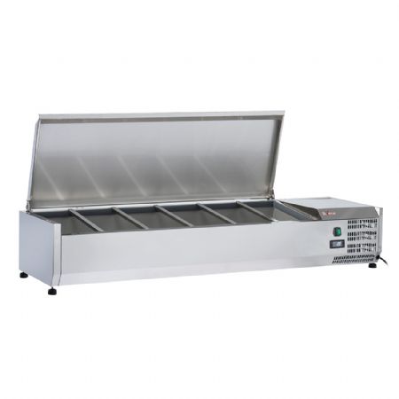 Saladette rfrigre  poser 5 x GN 1/3 et 1x GN 1/2 -150 mm avec couvercle inox