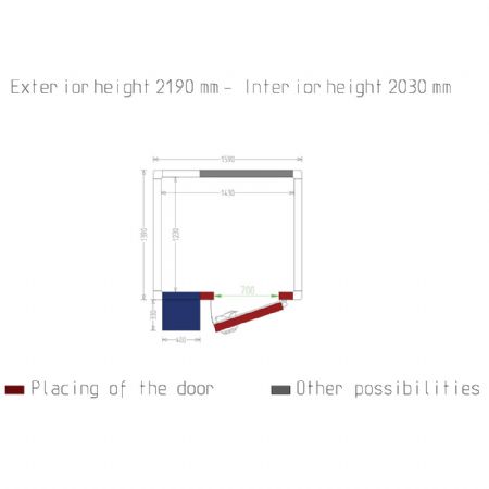 Chambre ISO 80mm avec groupe dimensions interieures 1430 x 1230 xh 2030 mm - volume 3,57 m