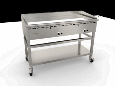 Plaque  snacker chrome  gaz trs rsistant et durable avec 2 zones de cuisson 1200x500