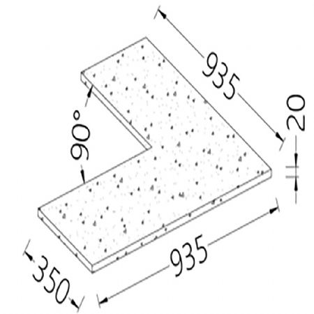 Option: Tablette de service angle 90 (20 mm), stratifi finition PIERRE - la (PC)