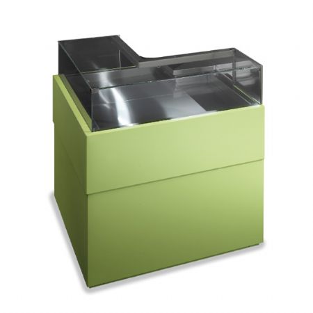 Comptoir avec vitrine rfrigre ptisserie ventil de coin ouverte avec vitre vertical +2/+5C