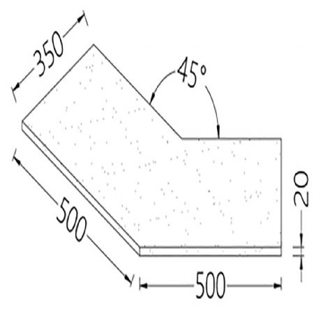 Option: Tablette de service angle 45 (20 mm), stratifi finition LUNE - la (PC)