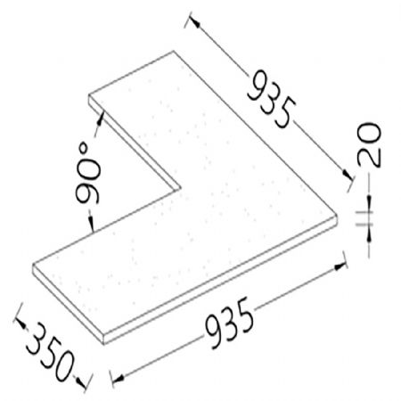 Option: Tablette de service angle 90 (20 mm), stratifi finition LUNE - la (PC)